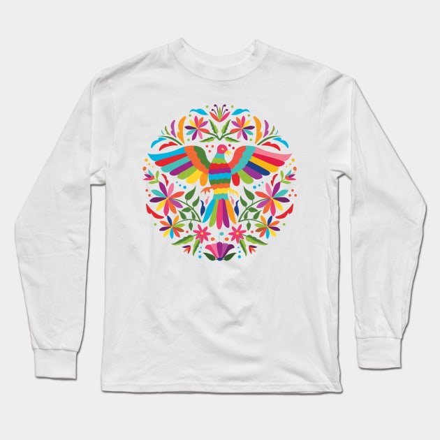 Mexican Otomí Circle Design Long Sleeve T-Shirt by Akbaly